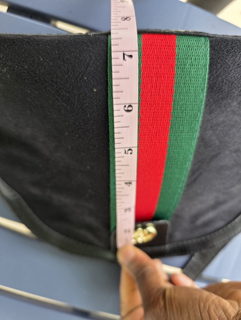 Gucci Black Suede Crossbody Bag Women Green-Red Stripe Detach Strap 7x11 - Picture 11 of 16